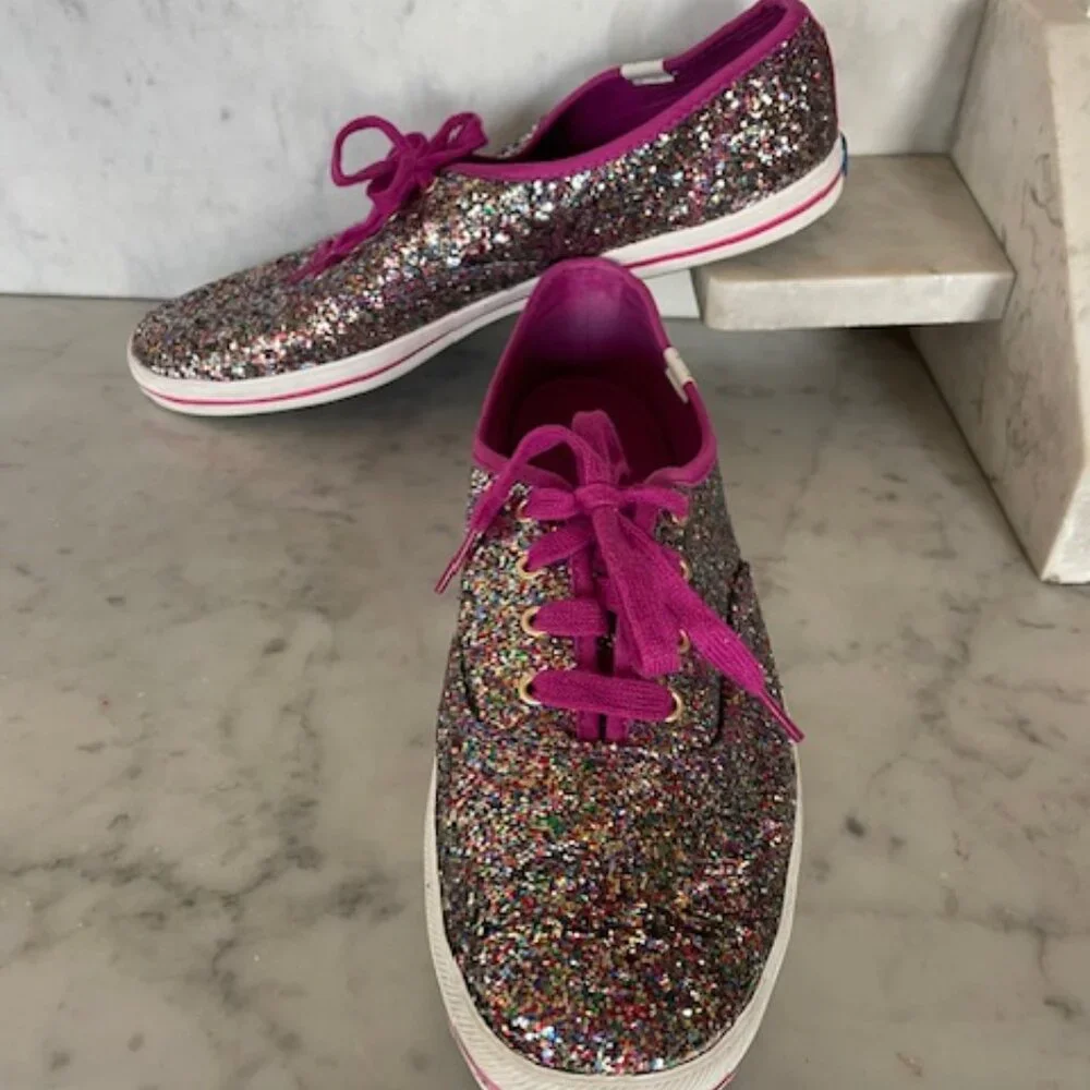 KEDS X KATE SPADE Champion Grape Glitter Women Lace Up Sneakers Size US 10